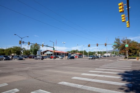 The intersection of drake and college, looking South West.